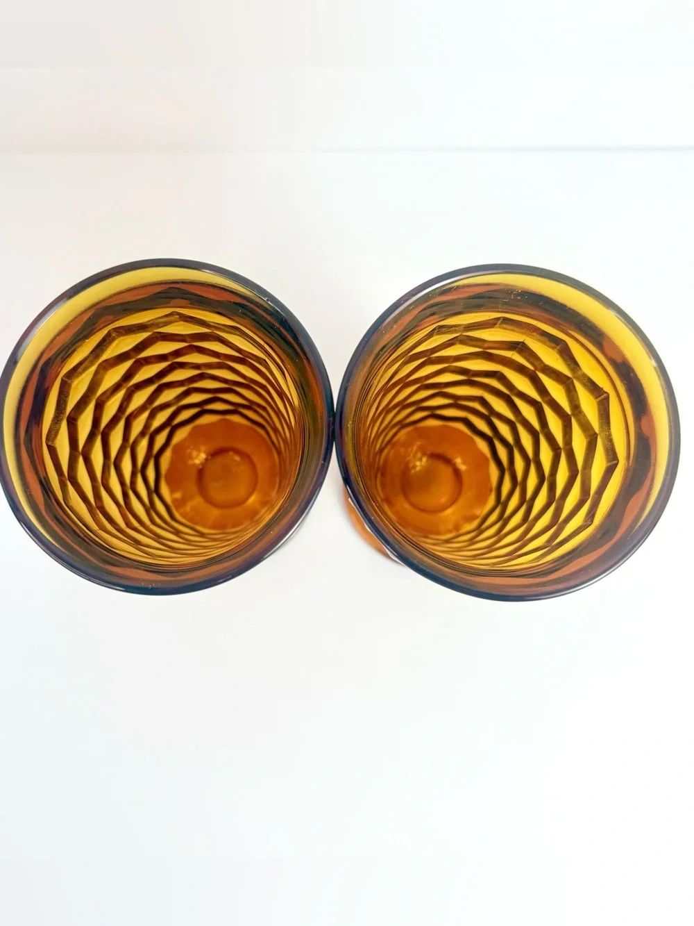 Vintage Mid-Century Modern Indiana Glass Amber Whitehall Goblets 6”  Set of Z